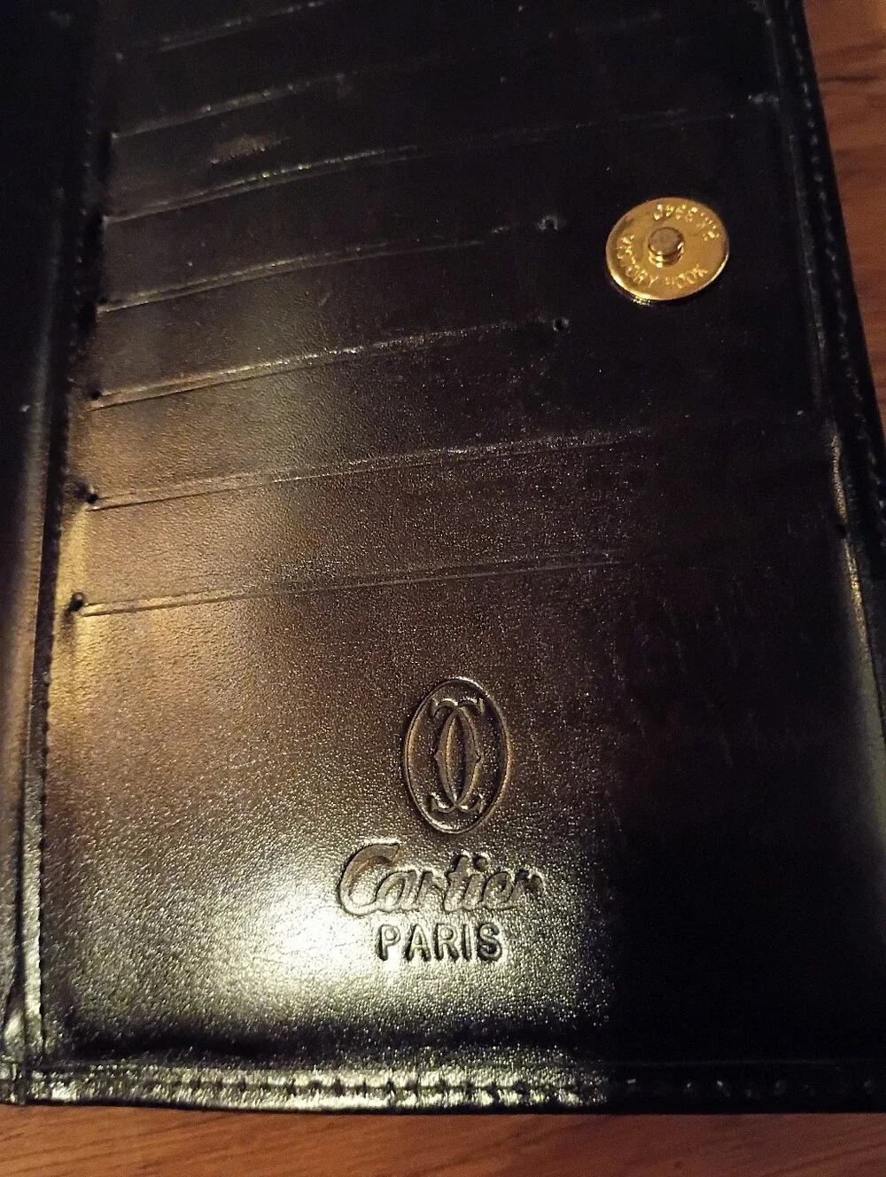 vintage black Cartier Paris bifold leather wallet  cardholder